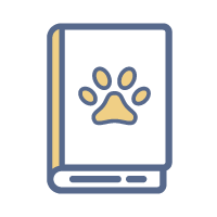 icon of a book with a paw on cover