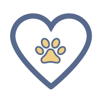 icon of heart outline with paw in middle